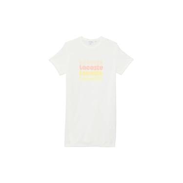 Imagem de Lacoste Vestido camiseta de manga curta gola redonda gradiente escrita para meninas, Farinha, 2 Anos