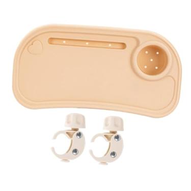 Imagem de Esquirla Bandeja universal para lanches em carrinhos de bebê com porta-copos, antiderrapante, profissional, removível, acessório para carrinho de bebê, Laranja Claro