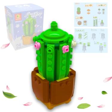 Imagem de Conjunto de Blocos de Montar Flor Decorativa 96 Peças – Brinquedo Educativo de Construção Criativa com Peças Compatíveis, Design Floral e Cores Vibrantes (Cactus Opuntiales)