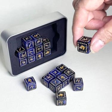 Imagem de 20 Pcs 16mm Runic Wolf Battle Tactical Standard D6 Dice Set with Storage Tin Ideal for Miniature Wargaming Commanders RPG TRPG