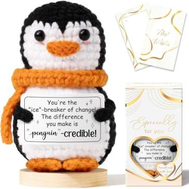 Imagem de Christmas Thank You Gifts for Women, Handmade Emotional Support Crochet Penguin w/ Card, Employee Teacher Appreciation Gifts Stocking Stuffers, Christmas Birthday Gift for Women Coworkers Nurses Boss