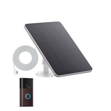 Imagem de Carregador solar de 5 W compatível com o novo carregador solar Ring para campainha de bateria, apenas para campainha de vídeo com porta USB-C (branco)