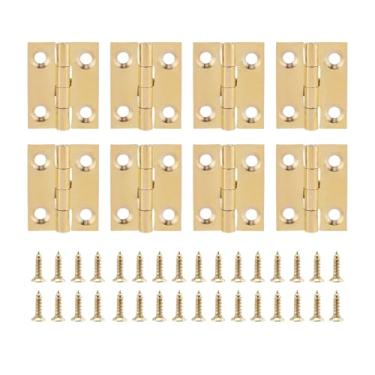 Imagem de 8 peças de mini dobradiças de caixa de joias, dobradiças de caixa pequena, mini dobradiças de latão sólido para gaveta de armário de joias caixas de madeira (2,5 cm)