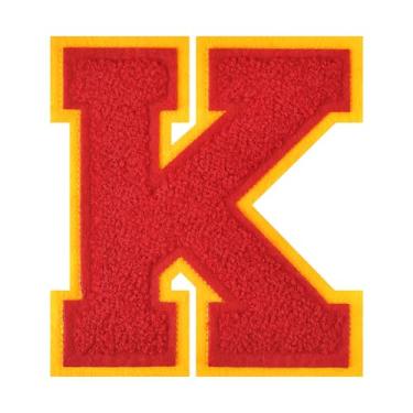 Imagem de 1 peça de patch de letra de chenille vermelho de 11,4 cm – Remendos do alfabeto para roupas, jaquetas, mochilas, chapéus para decoração personalizada, nome personalizado e artesanato. (K)