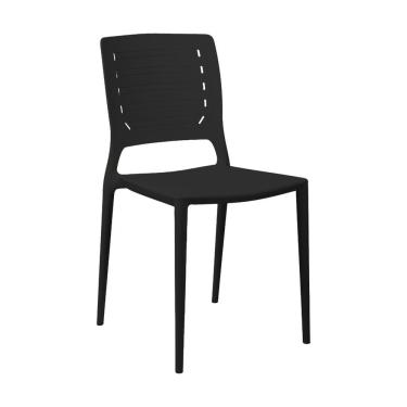 Imagem de Cadeira Empilhável Saturno Preta Em Polipropileno Acrilys
