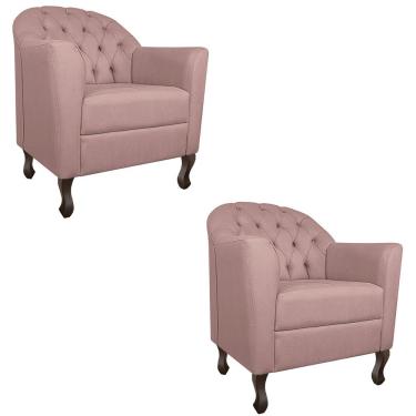 Imagem de Kit 02 Poltronas Decorativa Julia Linho - Adj Decor Rosê