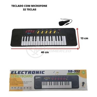 Imagem de Mini Teclado Infantil32 TeclasKaraokê E Microfone A Pilha