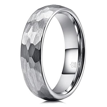 Imagem de THREE KEYS JEWELRY Anel de casamento de tungstênio martelado, 4 mm, 6 mm, 8 mm, aliança de noivado interna de ouro rosa cinza, carboneto de tungstênio, não conhecido,