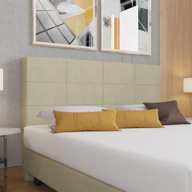 Imagem de Cabeceira Estofada Casal 140 Cm Terra Veludo Skybox Bege