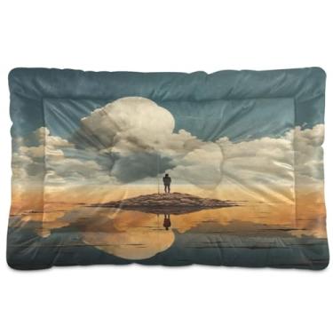 Imagem de Wassud Cama de cachorro isolada ao ar livre para cães pequenos, lavável, impermeável, para viagem, tapete portátil para gatos com fundo antiderrapante para ambientes internos e para dormir 45 x 61 cm