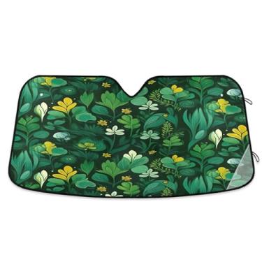 Imagem de Wassud Para-brisa para-sol acessórios de carro dobrável para janela dianteira do carro blocos raios UV planta verde sombra refletiva 70 x 139 cm