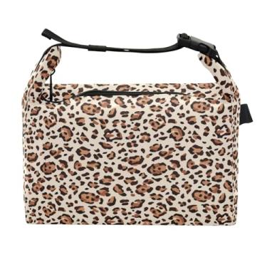 Imagem de STAYTOP Linda lancheira com estampa de leopardo marrom com fivela de alça, lancheira isolada para meninos e meninas, lancheira térmica para trabalho escolar
