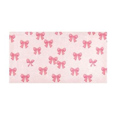 Imagem de Burbuja Tapete de corredor, laço rosa, tapete de cozinha antiderrapante, tapete de borracha para corredor, quarto, sala de estar, decoração de entrada, lavável na máquina, 51 x 99 cm