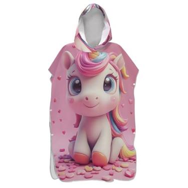 Imagem de Roupão de mudança de poncho de surfe plus size para adultos toalha de banho com capuz bonito rosa unicórnio animal unissex poncho adulto com capuz
