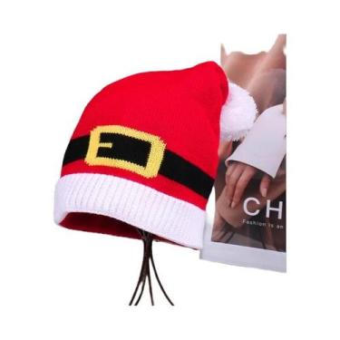 Imagem de Gorro De Tricô Quente Com Design Decorativo De Natal, Proteção Casual 