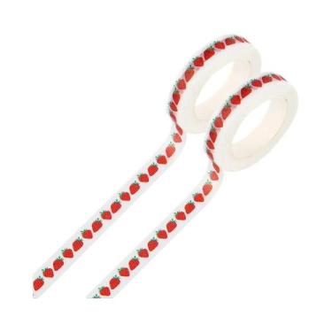 Imagem de Fita Washi Decorativa De Morangos, Tesouras E Corações 8mm X 10m Para 