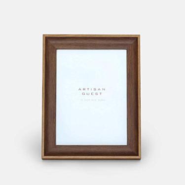 Imagem de Pacote de porta-retratos estilo rústico com padrão de madeira de vidro de alta definição para exibição de mesa e moldura de foto de montagem na parede (cor: Tamanho A: foto de 12,7 cm) (foto B de 15