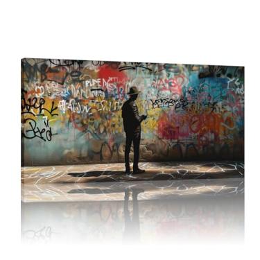 Imagem de Banksy Street Graffiti Wall Art, Banksy Graffiti Canvas, Banksy Graffiti Art Canvas, Graffiti Wall Art Prints, Banksy Mural - (40x80cm)16x32 polegadas sem moldura