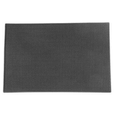 Imagem de Tapete de bar Tapete de serviço de borracha de PVC à prova d'água, antiderrapante, durável, inodoro, design de drenagem ideal para bar doméstico KTV preto pequeno quadrado grande (Generosa)