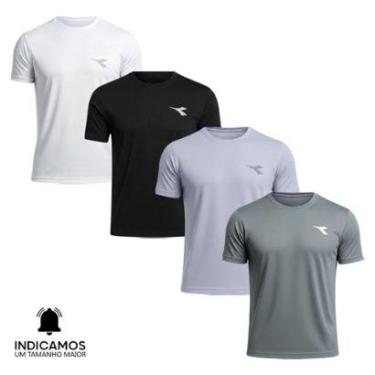 Imagem de Kit 4 Camisetas Diadora Small Logo Masculina - Branco e Cinza Claro P-Masculino