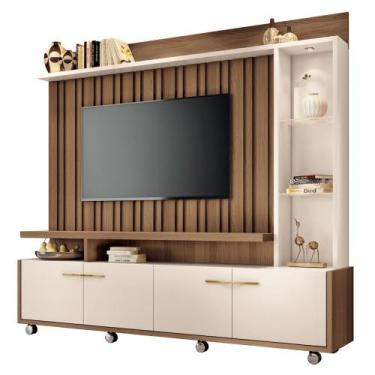 Imagem de Estante Painel de TV 60 Pol 200cm Natan H01 Castanho/Off White - Mpoze