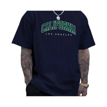 Imagem de Camiseta Casual De Algodão Para Homens, Verão, Grande, Gola Redonda, M