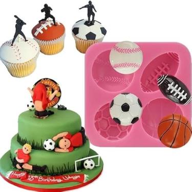 Imagem de Anyana MINI Futebol Basquete Tênis esportivo meninos silicone fondant molde ferramenta de decoração de bolo topper comestível pasta de goma doce decoração de massa