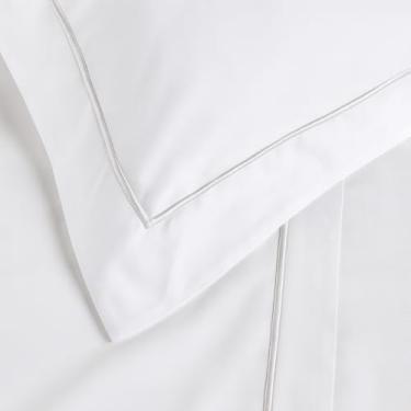 Imagem de Jogo de Cama Lençol 4 Peças 100% Algodão 300 Fios Percal Casal Queen/King(Branco,Casal)