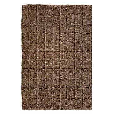 Imagem de Weaving Village Tapete de área de juta Block Grid, marrom, 20 x 25 m, xadrez, boho, tecido à mão, fibra natural, para sala de estar, quarto, corredor, cozinha