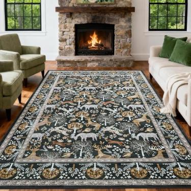 Imagem de WEZVIX Tapete de Natal 20 x 25 cm para sala de estar, tapetes de animais boho lavável, tapete grande antiderrapante macio para quarto, berçário, sala de jantar, fazenda, sala de jogos infantil