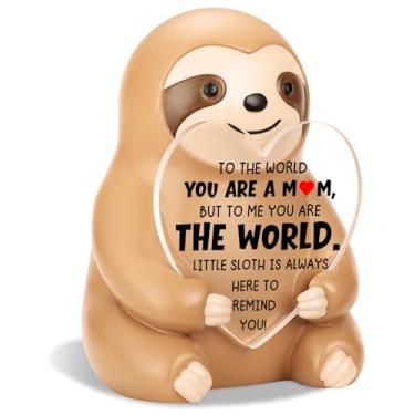 Imagem de Vivopisew Estatueta engraçada de preguiça presentes de agradecimento para a mãe, But to Me You Arethe World, presentes emocionais de preguiça fofos para mãe, aniversário, Natal, estatueta de mesa para