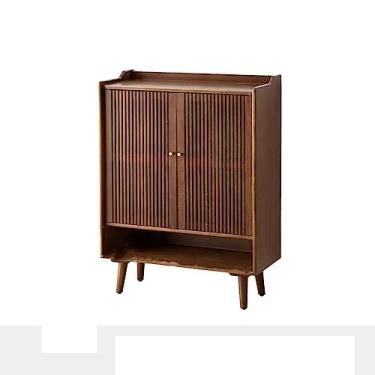 Imagem de HHHJQFAAT Sapateira estreita de madeira maciça armário de sapatos casa moderno minimalista varanda armário sala de estar com porta aberta grande capacidade armário de armazenamento entrada