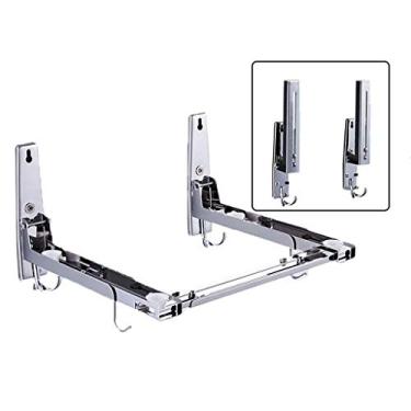 Imagem de Prateleira de cozinha prateleira de aço inoxidável forno micro-ondas montado na parede rack de cozinha suporte de prateleira de forno 1 camada (cor: prata tamanho: 56 24,3 20 cm)