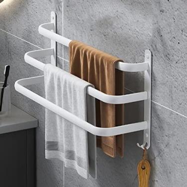 Imagem de LUCEAE Toalheiro branco para banheiro, toalheiro de alumínio, cozinha, chuveiro, toalheiro de três camadas de hotel, 30-80 cm/80 cm