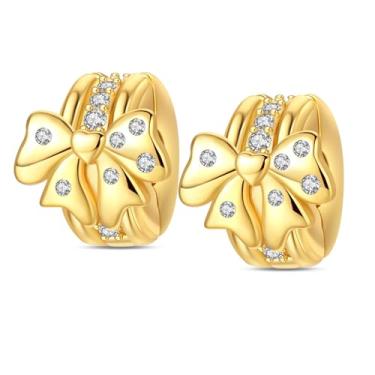 Imagem de QIKAOLA Pingentes com clipe dourado para pulseiras Pandora, espaçadores, berloques, joias, presente para mulheres, Zircônia cúbica, Zircônia cúbica