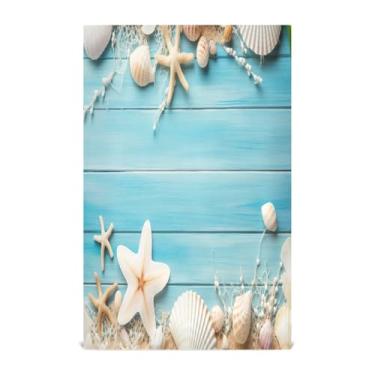 Imagem de Wassud Toalhas de cozinha com tema de praia Toalhas de prato de cozinha 1 pacote de panos de prato macios com laço para pendurar toalha de mão super absorvente de secagem rápida toalhas de chá de mesa