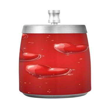 Imagem de STAYTOP Cinzeiro de coração com tampa para Dia dos Namorados, aço inoxidável à prova de vento, sem fumaça, cinzeiro grande para uso ao ar livre para decoração de escritório em casa