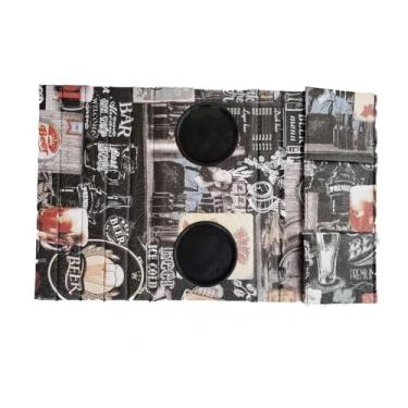 Imagem de Bandeja Esteira para braco sofa marrom mescla porta copos e porta controles Copos e Porta-Controles - Suporte para Celular e Objetos Pessoais - Prático e Resistente(Beer Cinza)