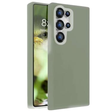 Imagem de Capa de telefone de borracha gel gel de silicone líquido macio, forro de microfibra antiarranhões, capa protetora de proteção contra quedas para Samsung Galaxy S25 Ultra capa oliva