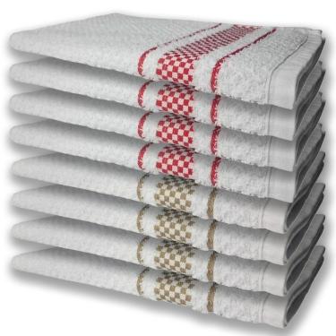 Imagem de 8 Panos De Prato Atoalhado Premium 4 Vermelho 4 Marrom