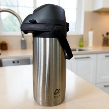 Imagem de Garrafa Térmica de 1,9 Litro De Inox Com Alça Bomba de Pressão Giratór