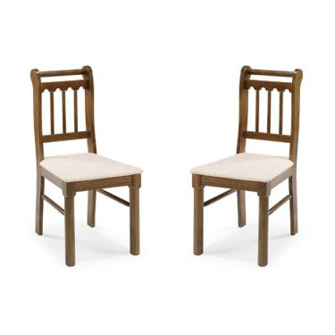 Imagem de Kit 2 Cadeiras Em Madeira Maciça Mv Outlet Castanho