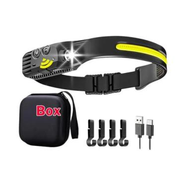 Imagem de Lanterna De Cabeça LED Recarregável Com Sensor, Bateria USB, Ideal Par