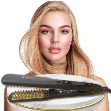 Imagem de Chapinha Prancha Escova de Cabelo Alisadora a Vapor Bivolt Com Controle de Temperatura Alisa, Hidrata, Elimina o frizz
