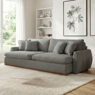 Imagem de Sofá Cama 2 Lugares Retrátil Reclinável 210cm Linho com Molas Ensacadas Apolo Cinza