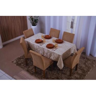 Imagem de Toalha De Mesa Jacquard 6 Lugares 1,35x2,00 Bege - Bf Confeccoes