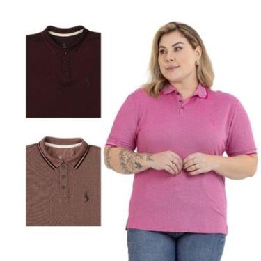 Imagem de Kit 3 Camisa Polo Feminina Plus Size Casual Dia a Dia-Feminino