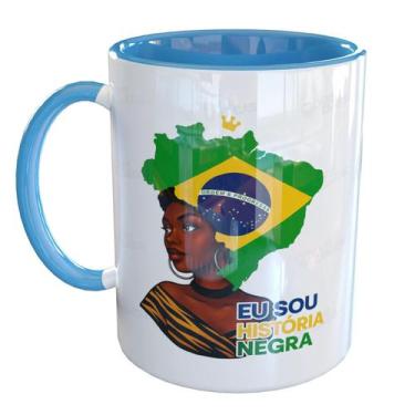 Imagem de Caneca Porcelana Orgulho Negro Consciência Negra - Pense Canecas, Azul