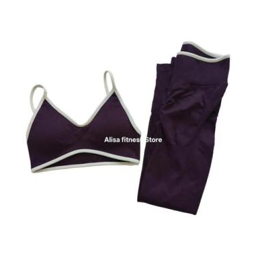 Imagem de Conjuntos De Yoga Sem Costura Para Mulheres, Leggings De Fitness, Suti