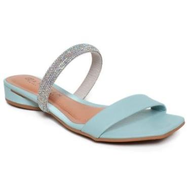 Imagem de Sandália Rasteira Ramarim Strass Total Comfort - Azul Claro - 39-Feminino